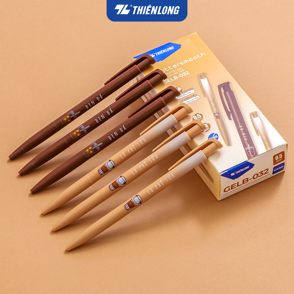 Combo 5/10/20 Bút gel B - Buttersmooth Gel Thiên Long GELB-032 - Premium Tip viết êm, trơn - Mực Xanh - Thân ngẫu nhiên