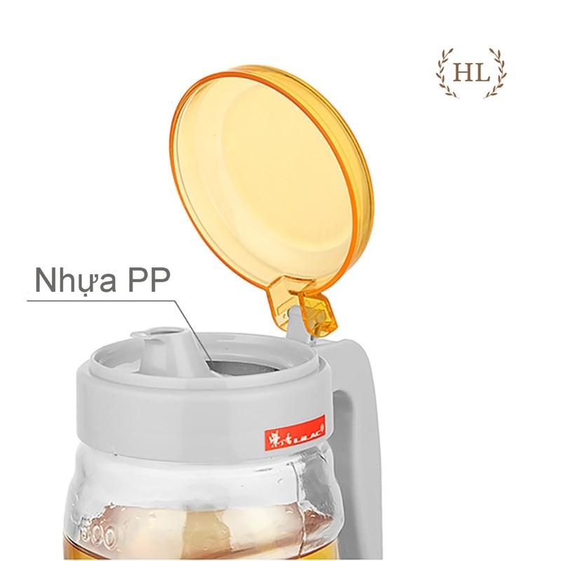 Hũ thủy tinh đựng dầu ăn, nước chấm, dấm tỏi có nắp chụp Lilac | BÌNH ĐỰNG DẦU ĂN NẮP CHỤP CHÍNH HÃNG LILAC 650ml
