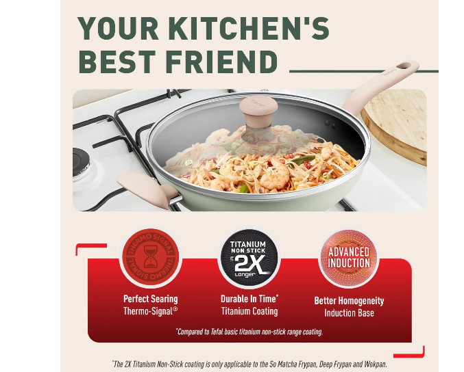 Bộ 2 nồi cán dài & chảo xào Tefal So Matcha - 18-30cm
