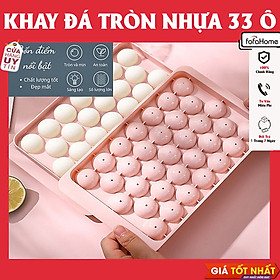 Khay Làm Đá Viên Tròn, Khay Đá Tròn Có Nắp Đậy Thông Minh, Khuôn Rau Câu Làm Thạch 33 Ô