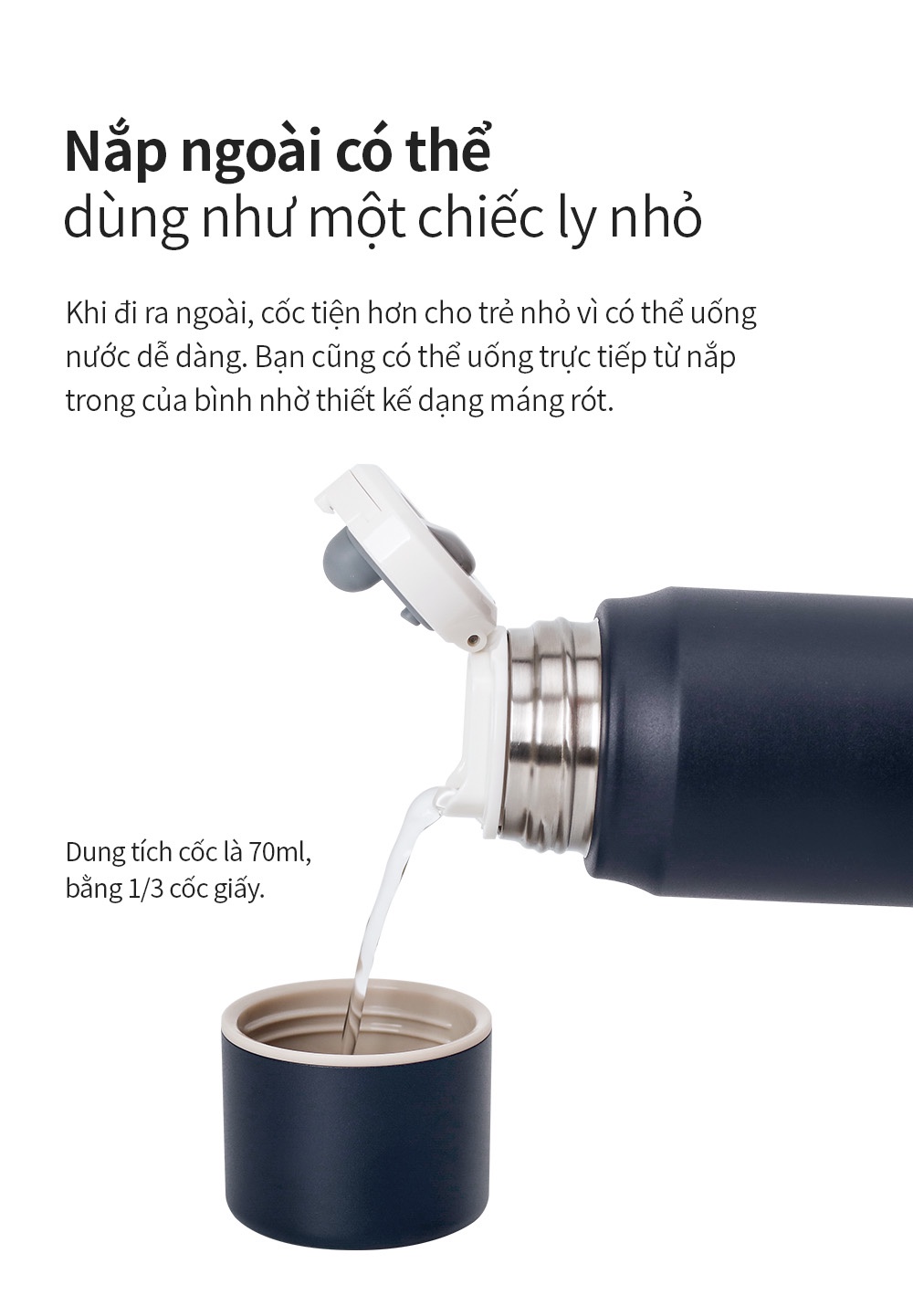 Bình giữ nhiệt Lock&Lock 505ml Maman Cup Vacuum Bottle Màu Xanh Navy LHC1487NVY - Hàng chính hãng, nắp dùng làm cốc nước uống - JoyMall