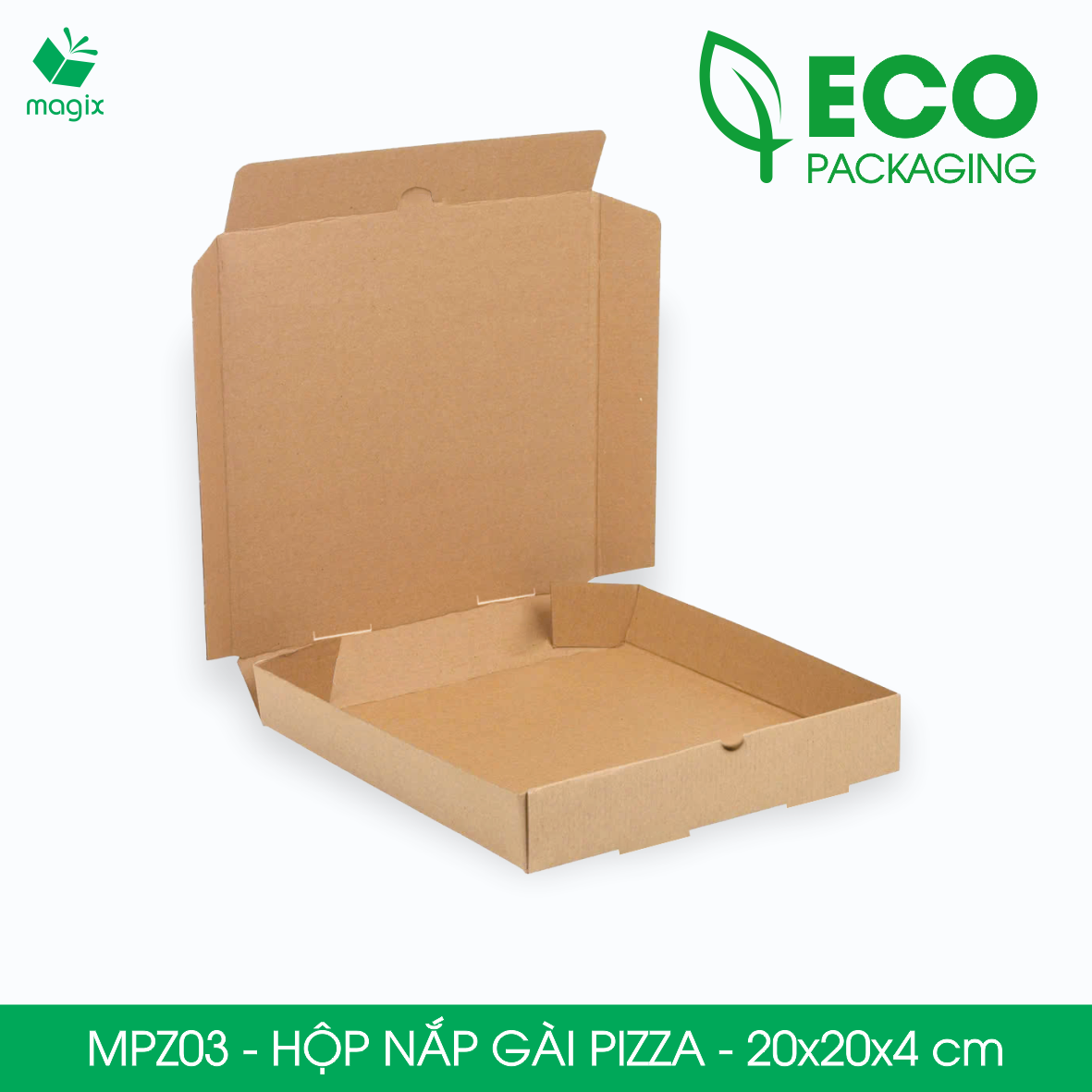 MPZ03 - 20x20x4 cm - 20 Hộp nắp gài pizza đa dụng - Hộp nắp gập, hộp carton gói hàng, hộp quà