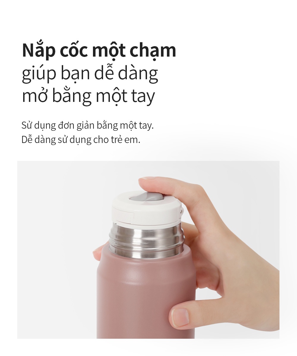Bình giữ nhiệt Lock&Lock 505ml Maman Cup Vacuum Bottle Màu Xanh Navy LHC1487NVY - Hàng chính hãng, nắp dùng làm cốc nước uống - JoyMall