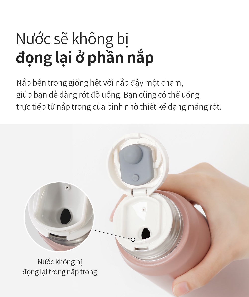 Bình giữ nhiệt Lock&Lock 505ml Maman Cup Vacuum Bottle Màu Xanh Navy LHC1487NVY - Hàng chính hãng, nắp dùng làm cốc nước uống - JoyMall