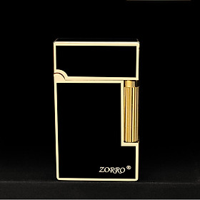 Vỏ Hột Quẹt Bật Lửa Xăng Đá Zorro Z612-205B Màu Đen Viền Vàng/Bạc