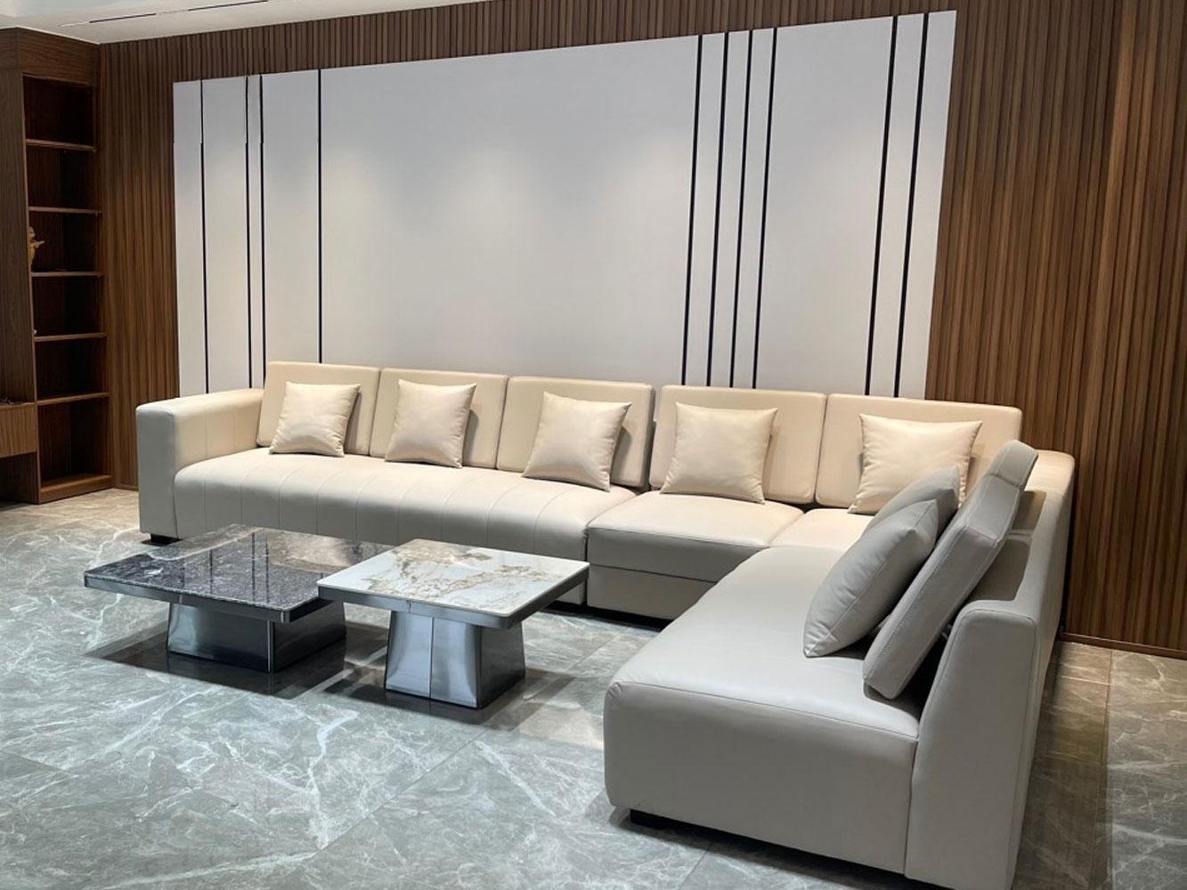 Sofa băng da bò Italy Juno sofa màu vàng SFLCT12 2m4 x 1m6 hàng cao cấp chuẩn da bò nhập khẩu Ý