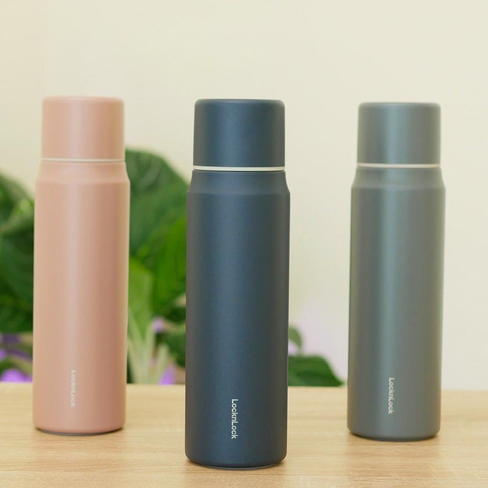 Bình giữ nhiệt Lock&Lock 505ml Maman Cup Vacuum Bottle Màu Xanh Navy LHC1487NVY - Hàng chính hãng, nắp dùng làm cốc nước uống - JoyMall