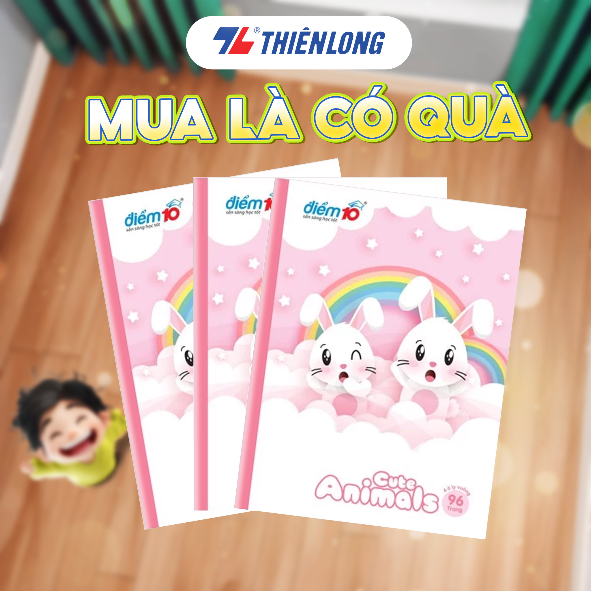 Bộ 5 Tập học sinh 96 trang 4 ô ly vuông 80gsm Điểm 10 TP-NB053 (hình ngẫu nhiên)