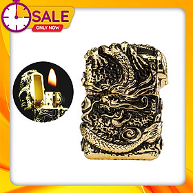 Vỏ Hột Quẹt Bật Lửa Zorro Z91286C Họa Tiết Rồng Cuộn Đẹp Độc Lạ Màu Vàng - Dùng Xăng Bấc Đá Cao Cấp