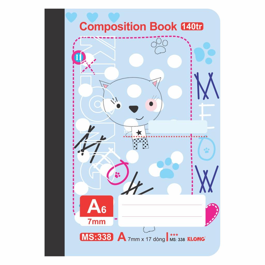 Sổ kẻ ngang may dán gáy Composition book KLONG A6 140 trang 58/92; MS: 338