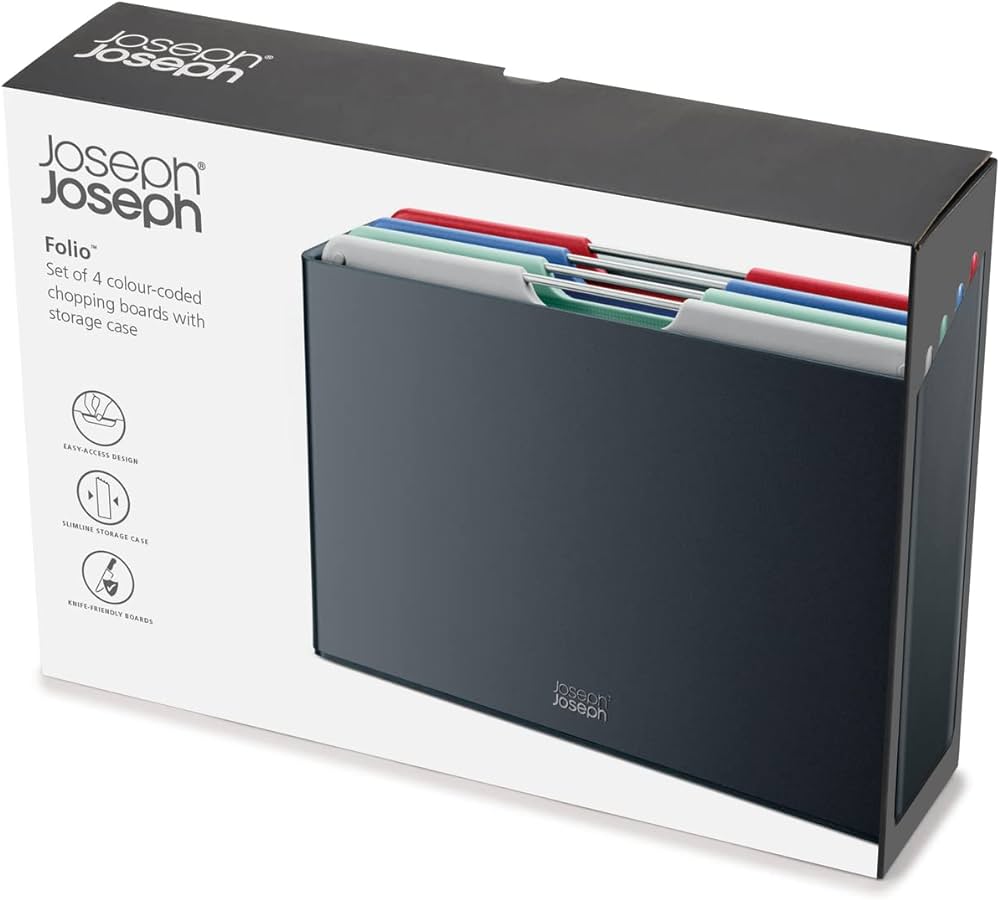 Bộ 4 thớt Joseph Joseph 60214 Folio Regular (Coast Graphite) Hàng chính hãng