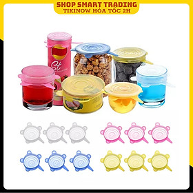 Bộ nắp silicon trắng đa năng nhiều size bảo quản thức ăn chống đổ ( 6 cái)