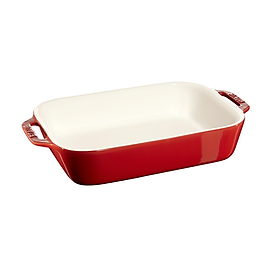 Staub - Khay Gốm Hình Chữ Nhật - Màu Xanh Đen/Màu Đỏ Cherry