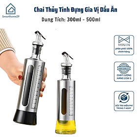 Chai Thủy Tinh Đựng Gia Vị Dầu Ăn 300ml - 500ml, Bình Đựng Nước Mắm Inox Cao Cấp Tiện Ích