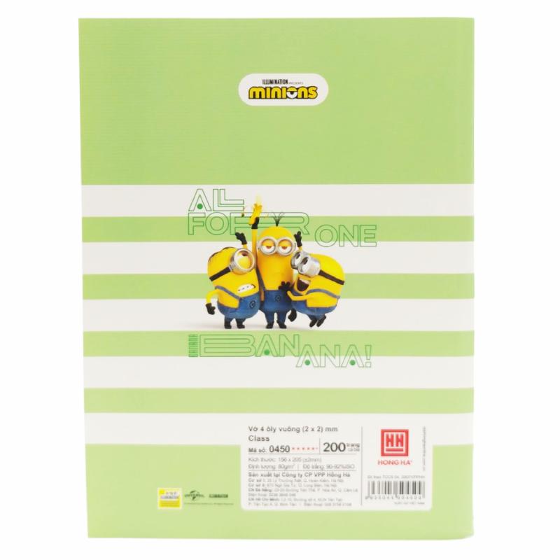 Tập Class Minions Line - 4 Ô Ly - 200 Trang 80gsm - Hồng Hà 0450 (Mẫu Bìa Giao Ngẫu Nhiên)