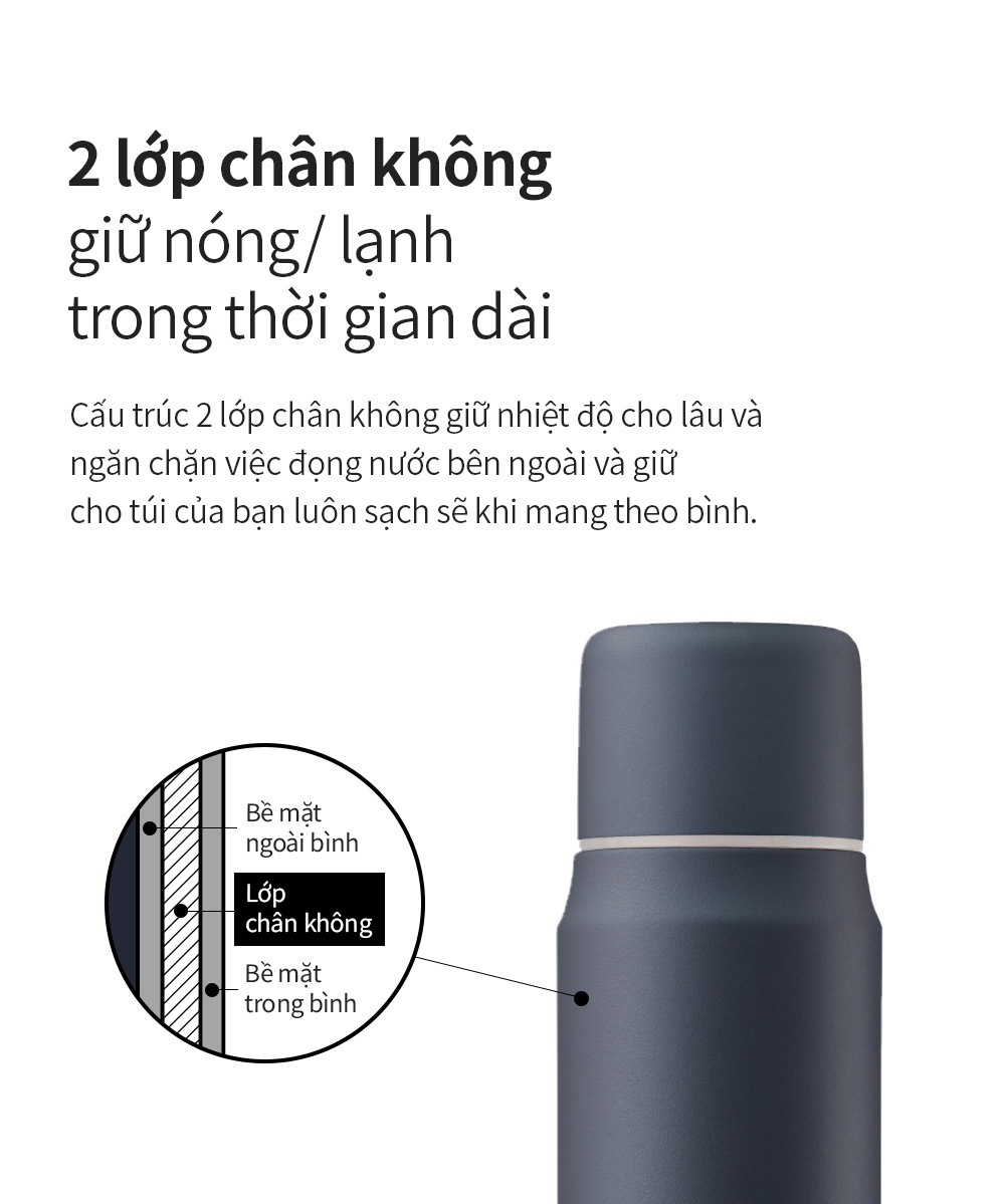 Bình giữ nhiệt Lock&Lock 505ml Maman Cup Vacuum Bottle Màu Xanh Navy LHC1487NVY - Hàng chính hãng, nắp dùng làm cốc nước uống - JoyMall