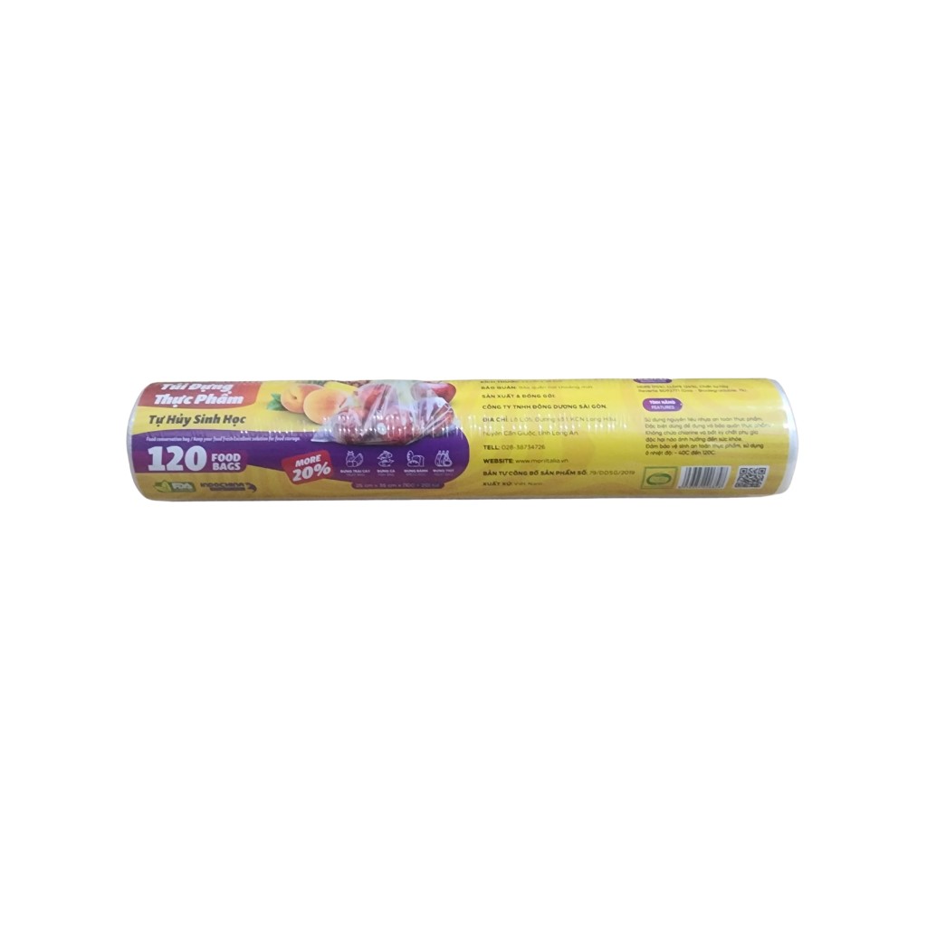 Túi đựng thực phẩm Laspalm tự hủy an toàn tiện lợi TDTP30006842, TDTP40006828, TDTP20006835, DTP40006811 (120 túi/cuộn) nhiều size