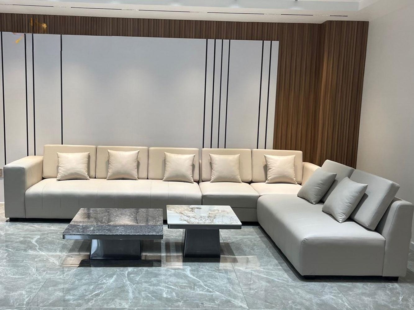 Sofa băng da bò Italy Juno sofa màu vàng SFLCT12 2m4 x 1m6 hàng cao cấp chuẩn da bò nhập khẩu Ý