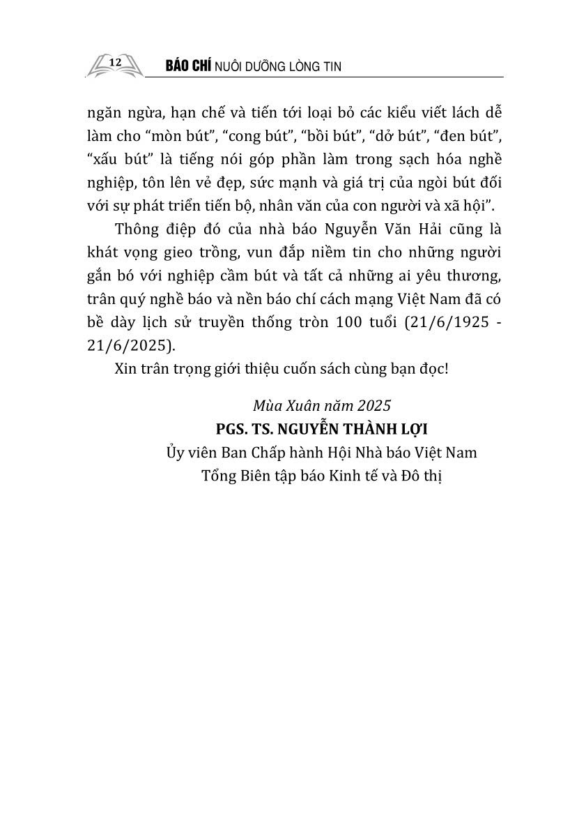 Báo chí nuôi dưỡng lòng tin
