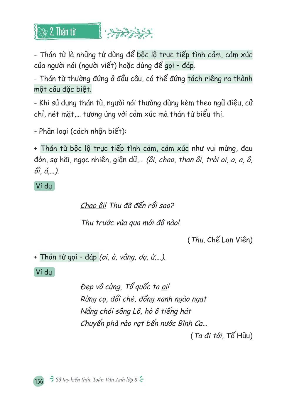 Sổ Tay Kiến Thức Toán Văn Anh Lớp 8