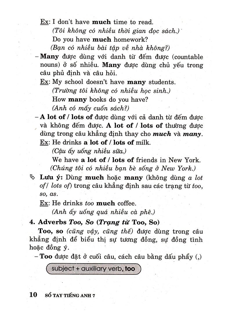 Sổ Tay Tiếng Anh - Lớp 7