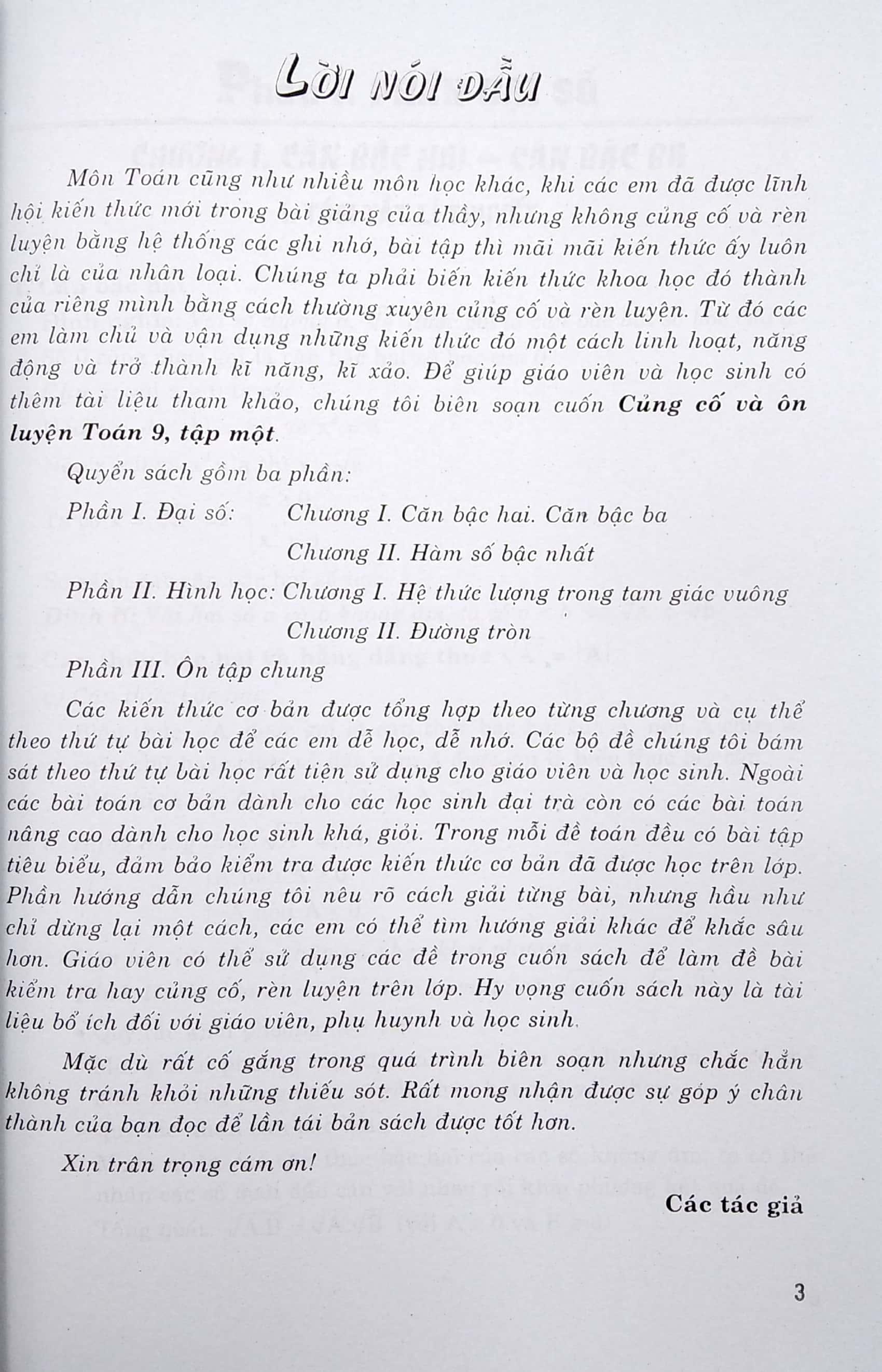 Cũng Cố Và Ôn Luyện Toán 9 - Tập 1