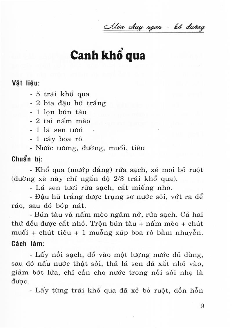 Món Chay Ngon, Bỗ Dưỡng