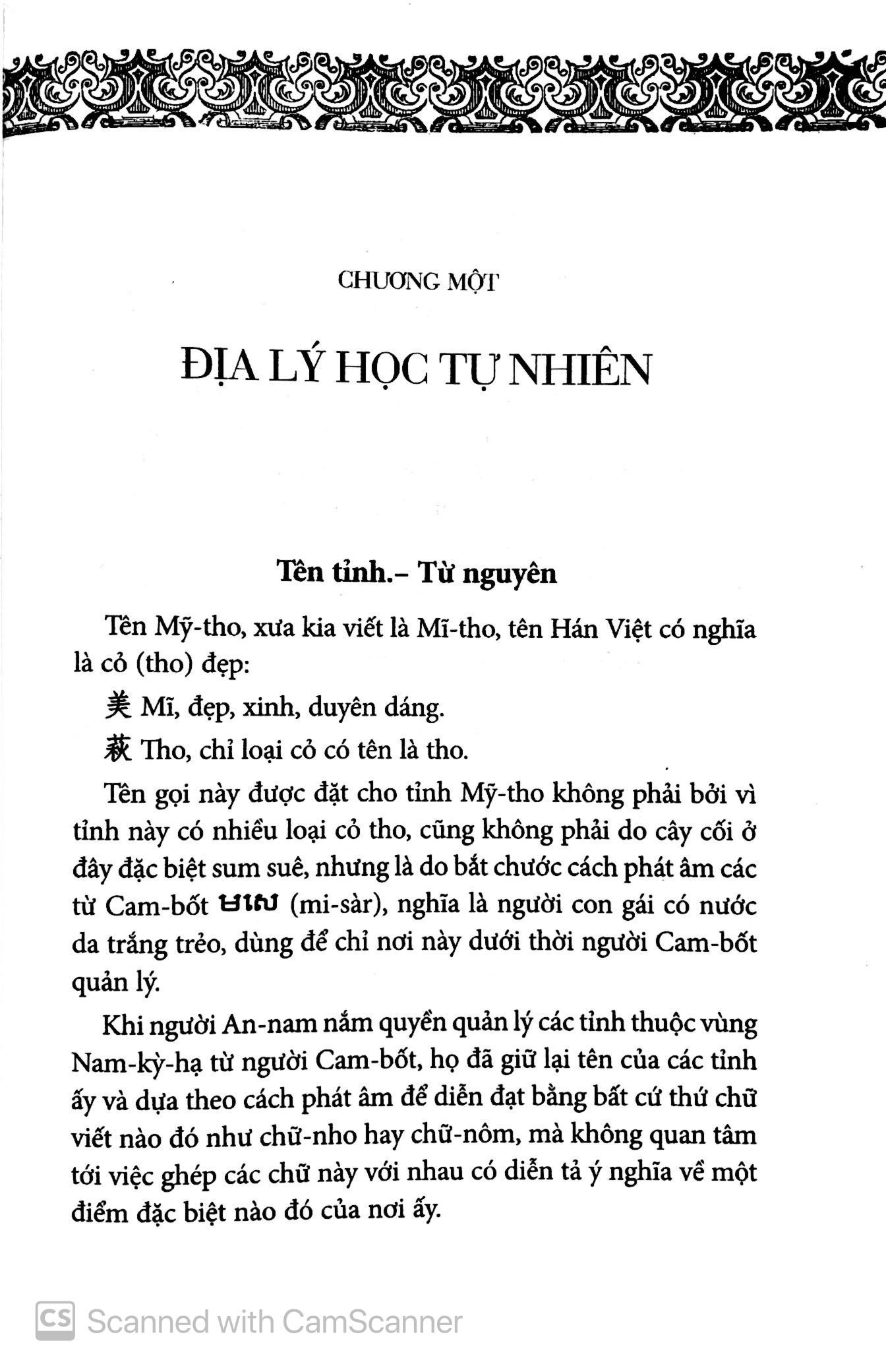 Chuyên Khảo Về Tỉnh Mỹ Tho - Địa Lý Học : TỰ NHIÊN, KINH TẾ & LỊCH SỬ NAM KỲ