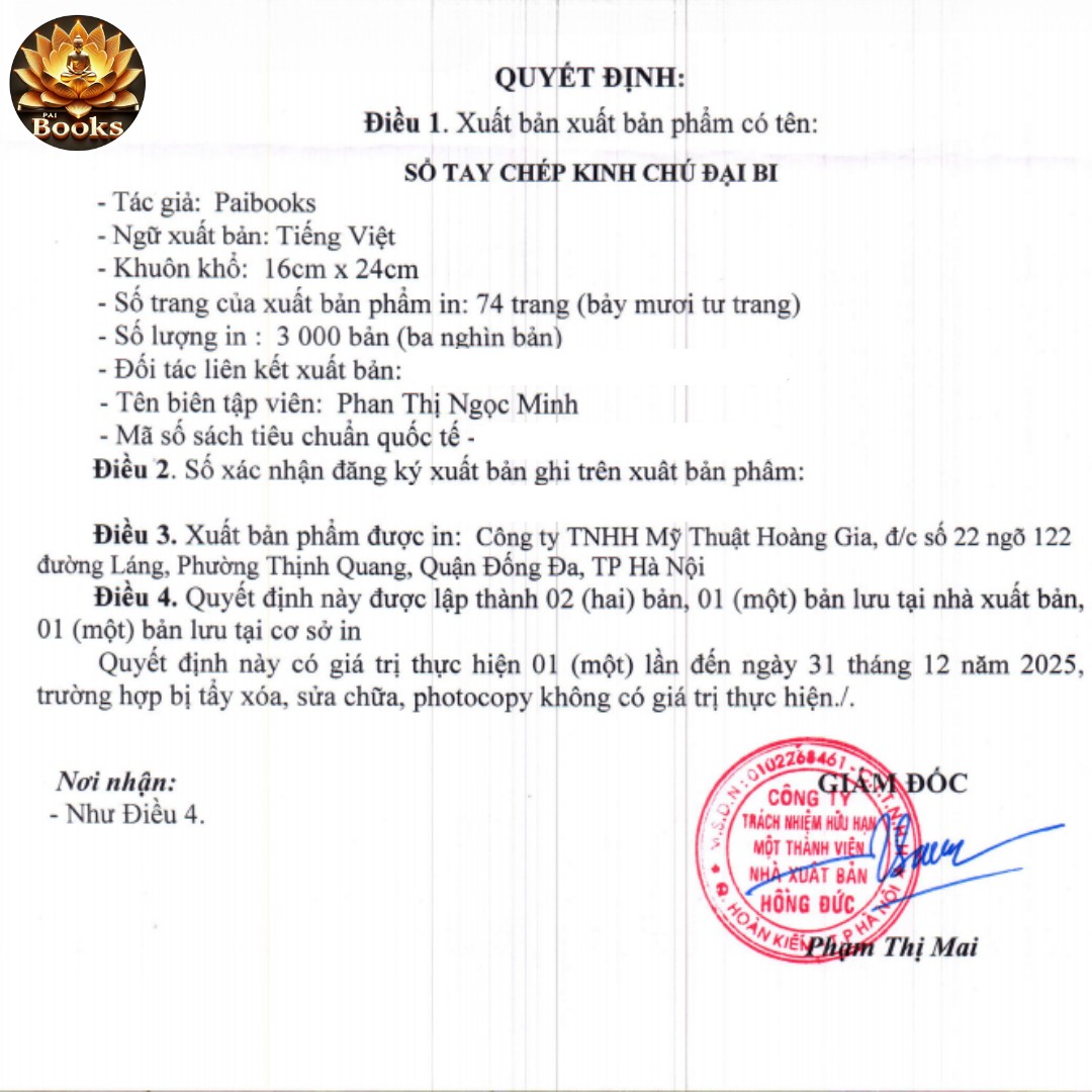Sách Chép Kinh - Chú Đại Bi - PAI BOOKS.