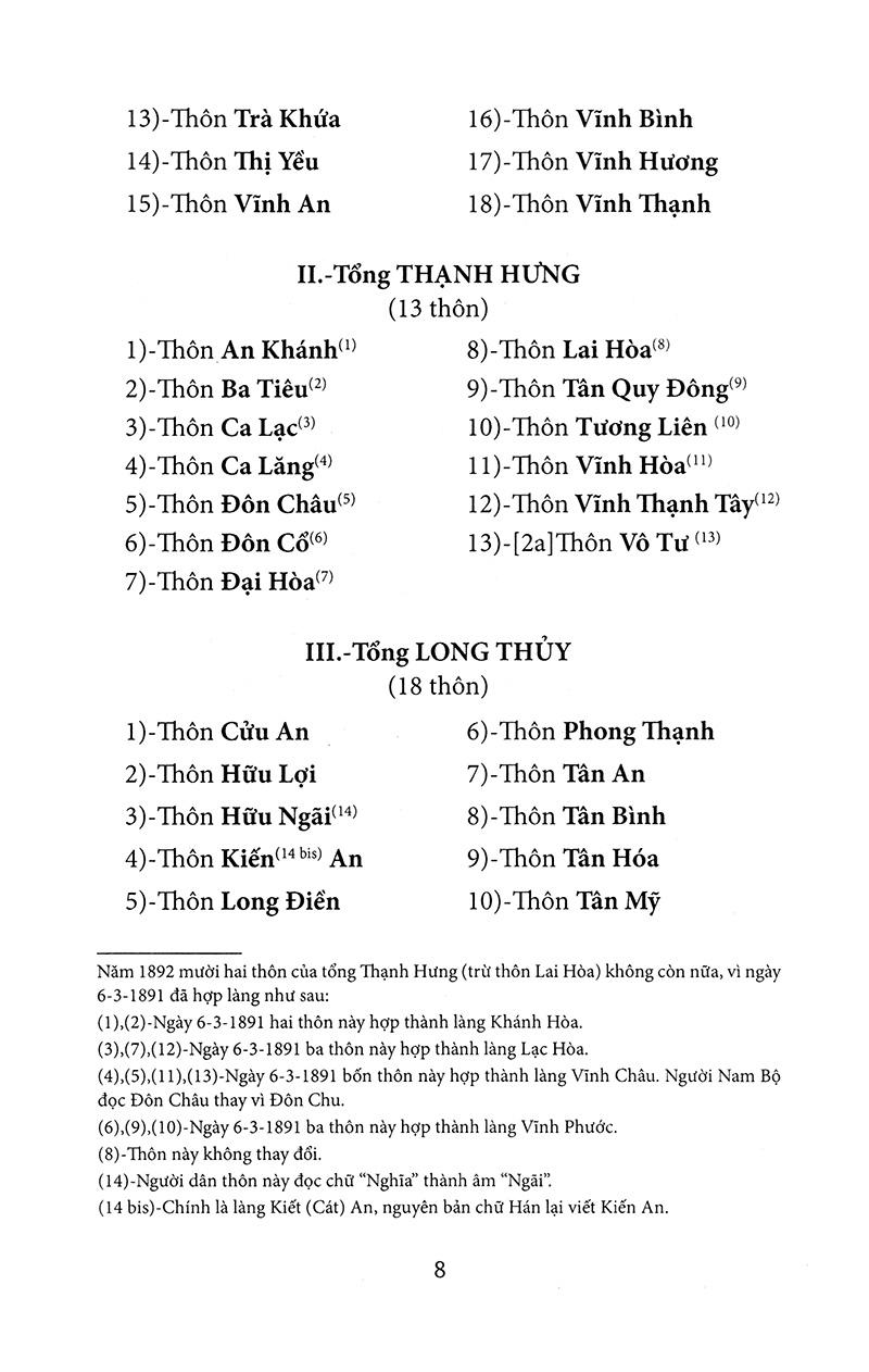 Nam Kỳ Địa Hạt Tổng Thôn Danh Hiệu Mục Lục - San Định Năm Nhâm Thìn 1892