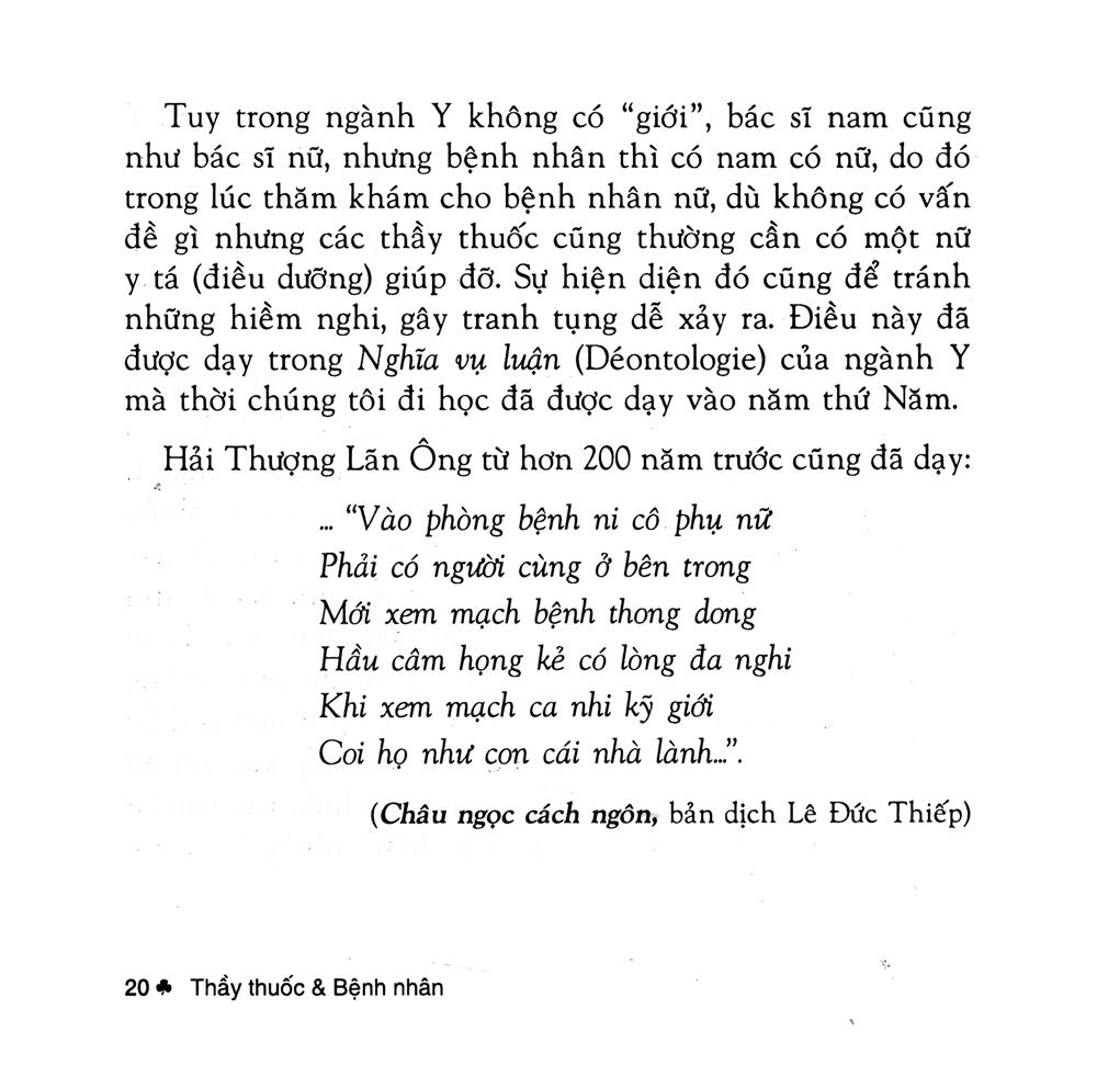 Thầy Thuốc Và Bệnh Nhân (Tái Bản 2019)
