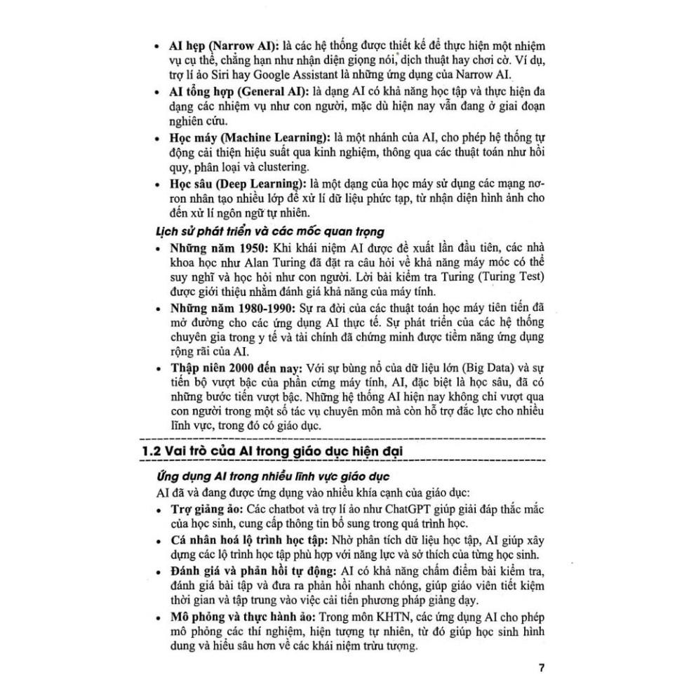 Sách-Ứng Dụng Trí Tuệ Nhân Tạo AI Trong Dạy Và Học Môn Khoa Học Tự Nhiên (Dành Cho Giáo Viên Và Học Sinh-Dùng chung SGK)