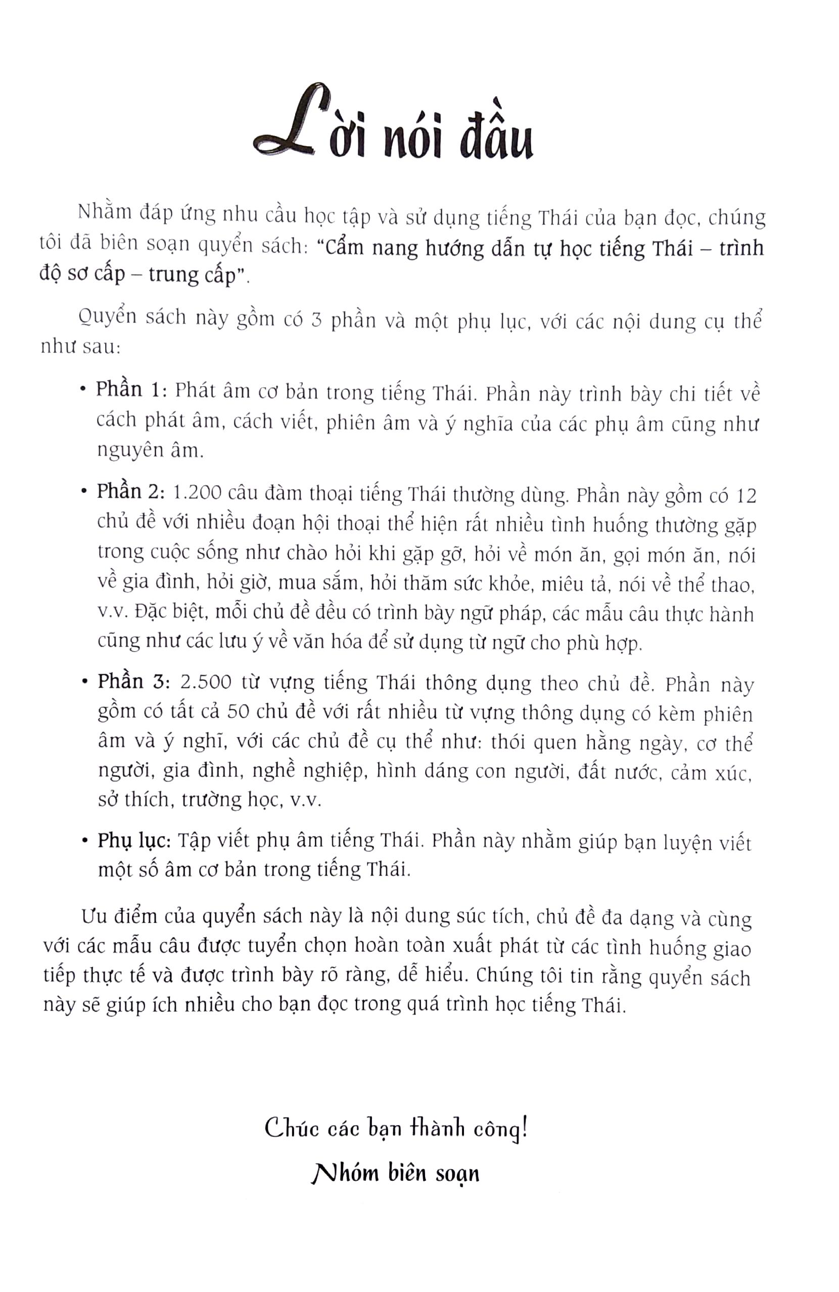 Cẩm Nang Hướng Dẫn Tự Học Tiếng Thái - Trình Độ Sơ Cấp - Trung Cấp