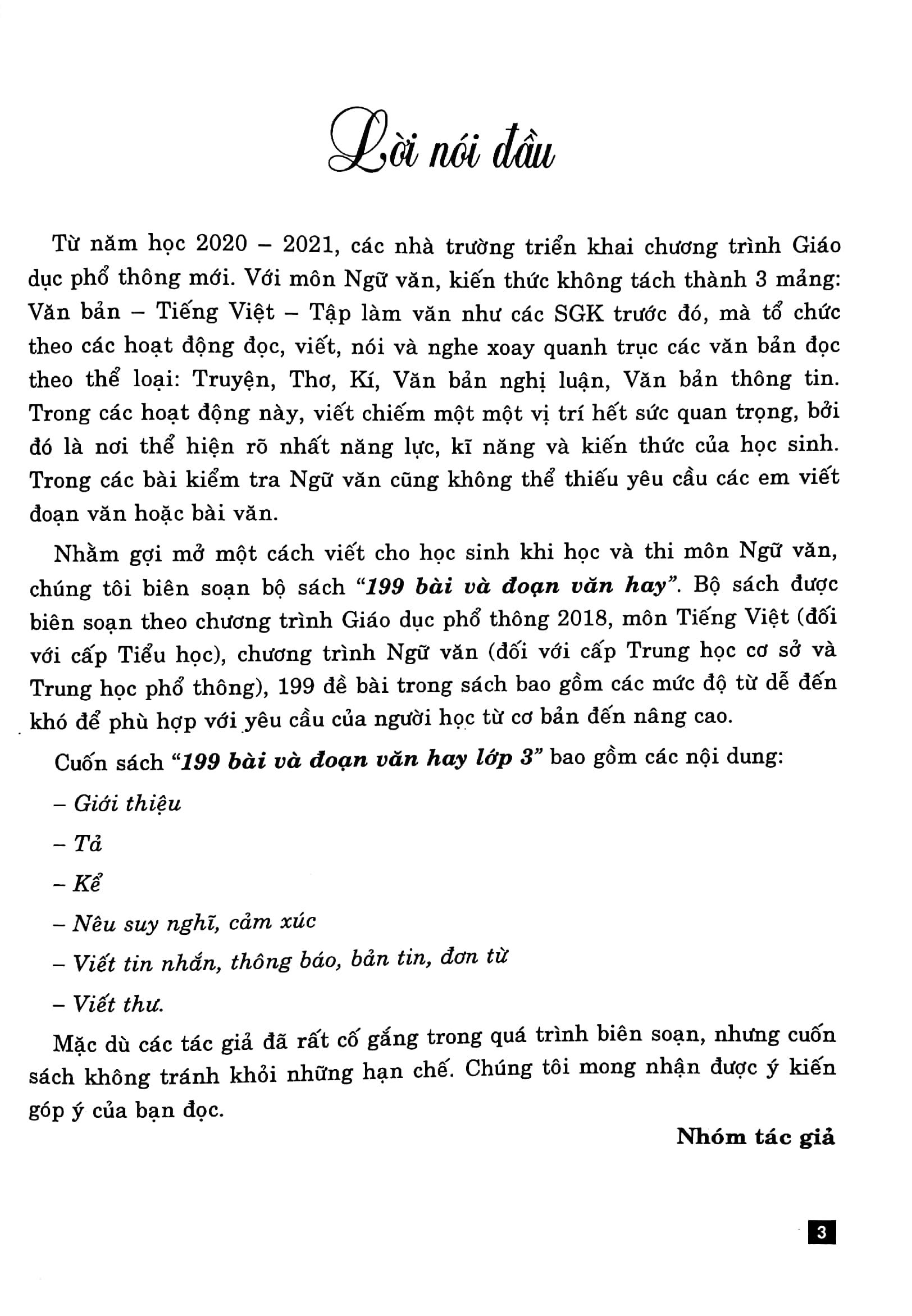 199 Bài Và Đoạn Văn Hay Lớp 3