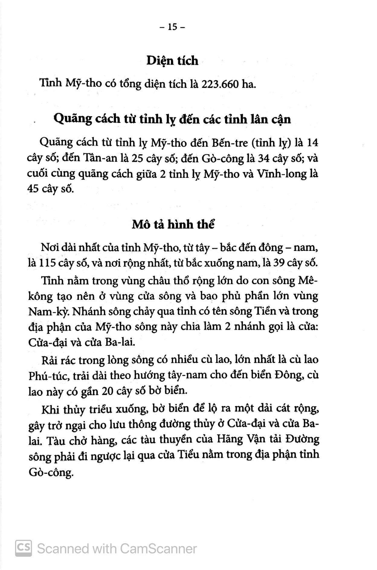 Chuyên Khảo Về Tỉnh Mỹ Tho - Địa Lý Học : TỰ NHIÊN, KINH TẾ & LỊCH SỬ NAM KỲ
