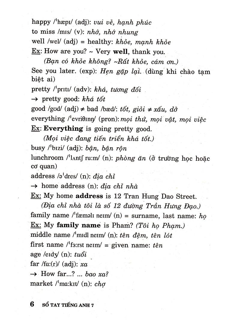 Sổ Tay Tiếng Anh - Lớp 7