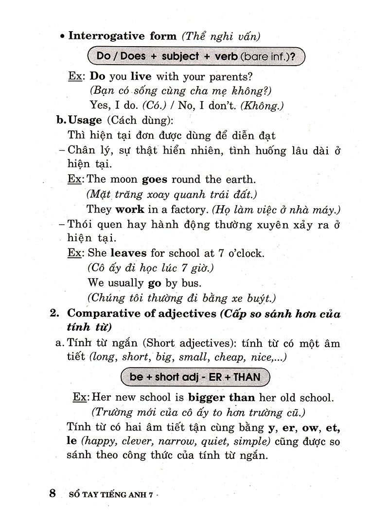 Sổ Tay Tiếng Anh - Lớp 7
