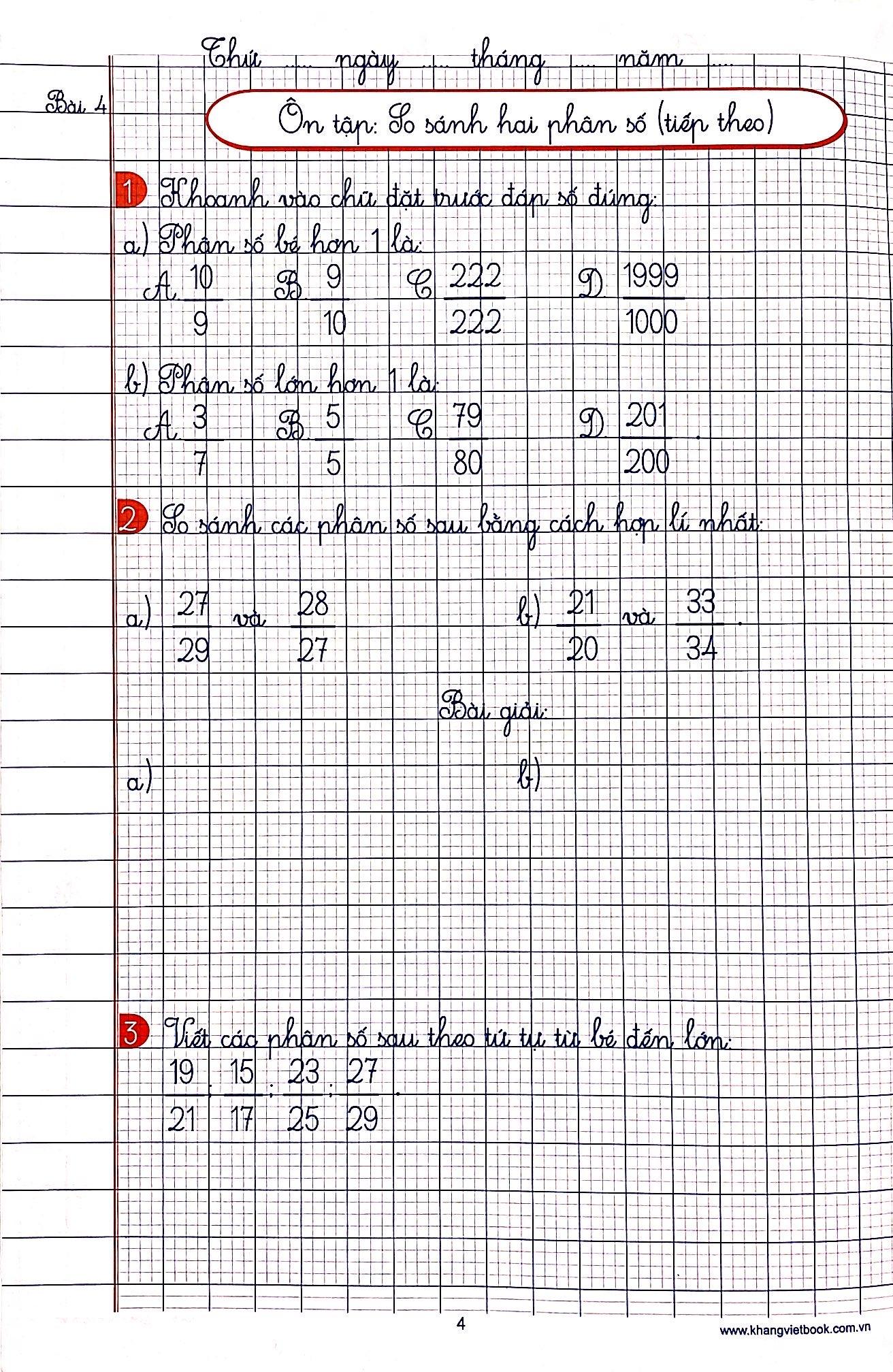 Vở Ô Li Bài Tập Toán - Lớp 5 (Quyển 1)