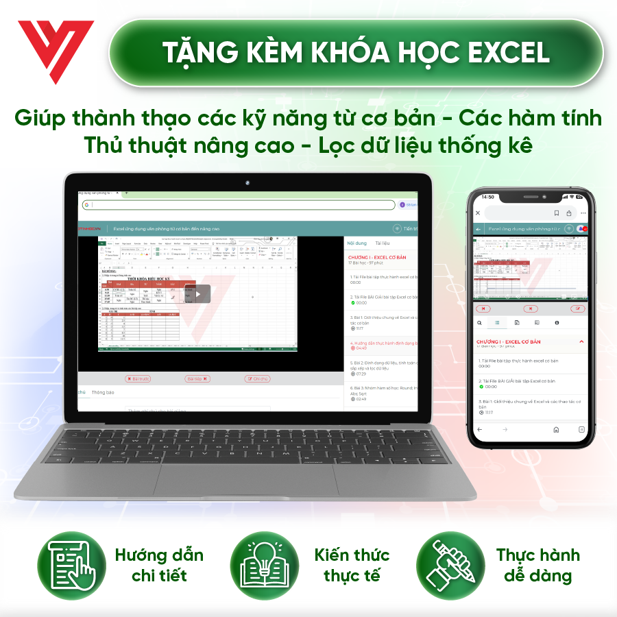 Combo 4 Sách Excel - Word - PowerPoint - Google Sheets Ứng Dụng Văn Phòng Kèm Khoá Học Video ĐÀO TẠO TIN HỌC