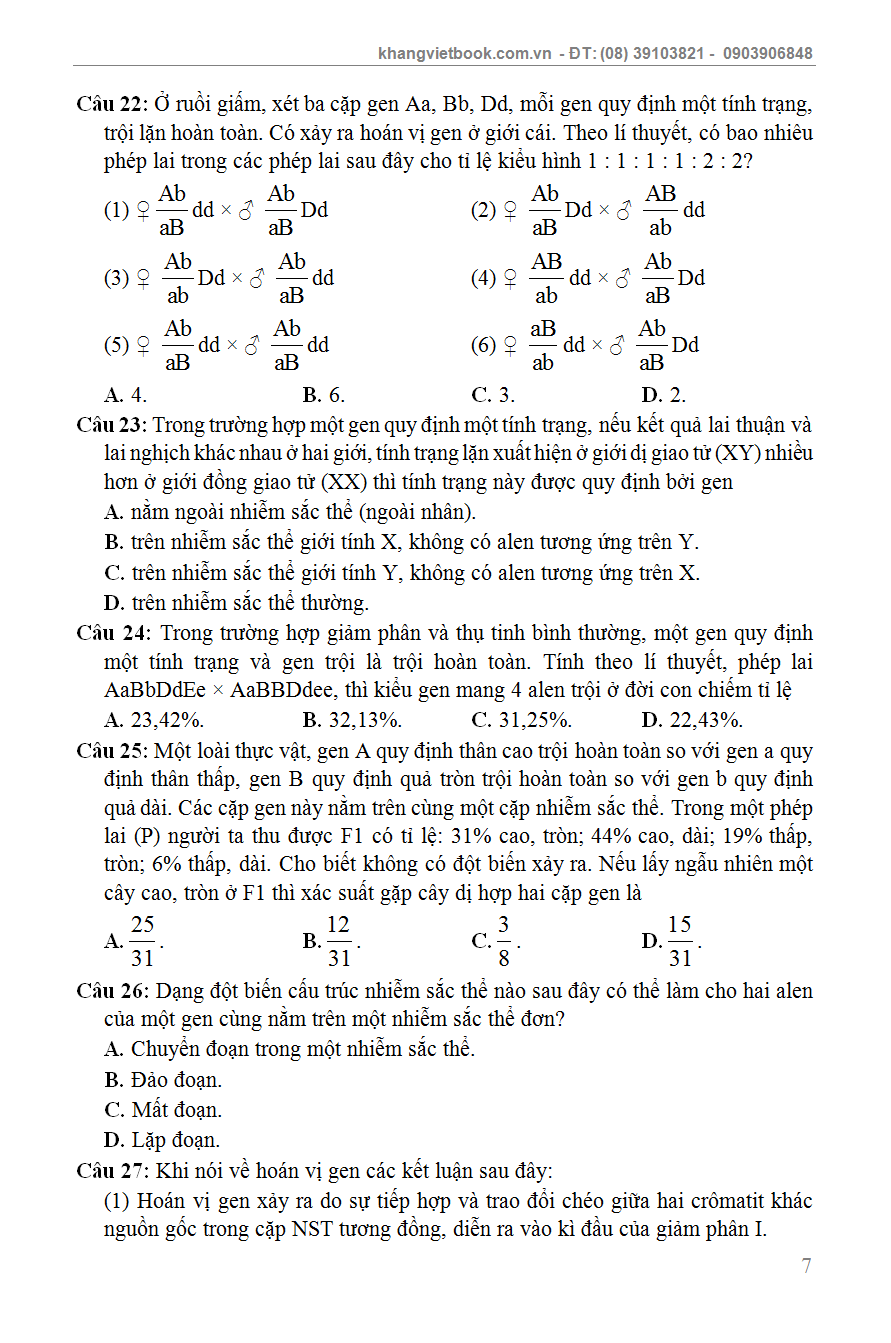 CHINH PHỤC ĐỀ THI TRUNG HỌC PHỔ THÔNG QUỐC GIA SINH HỌC QUYỂN 2_KV