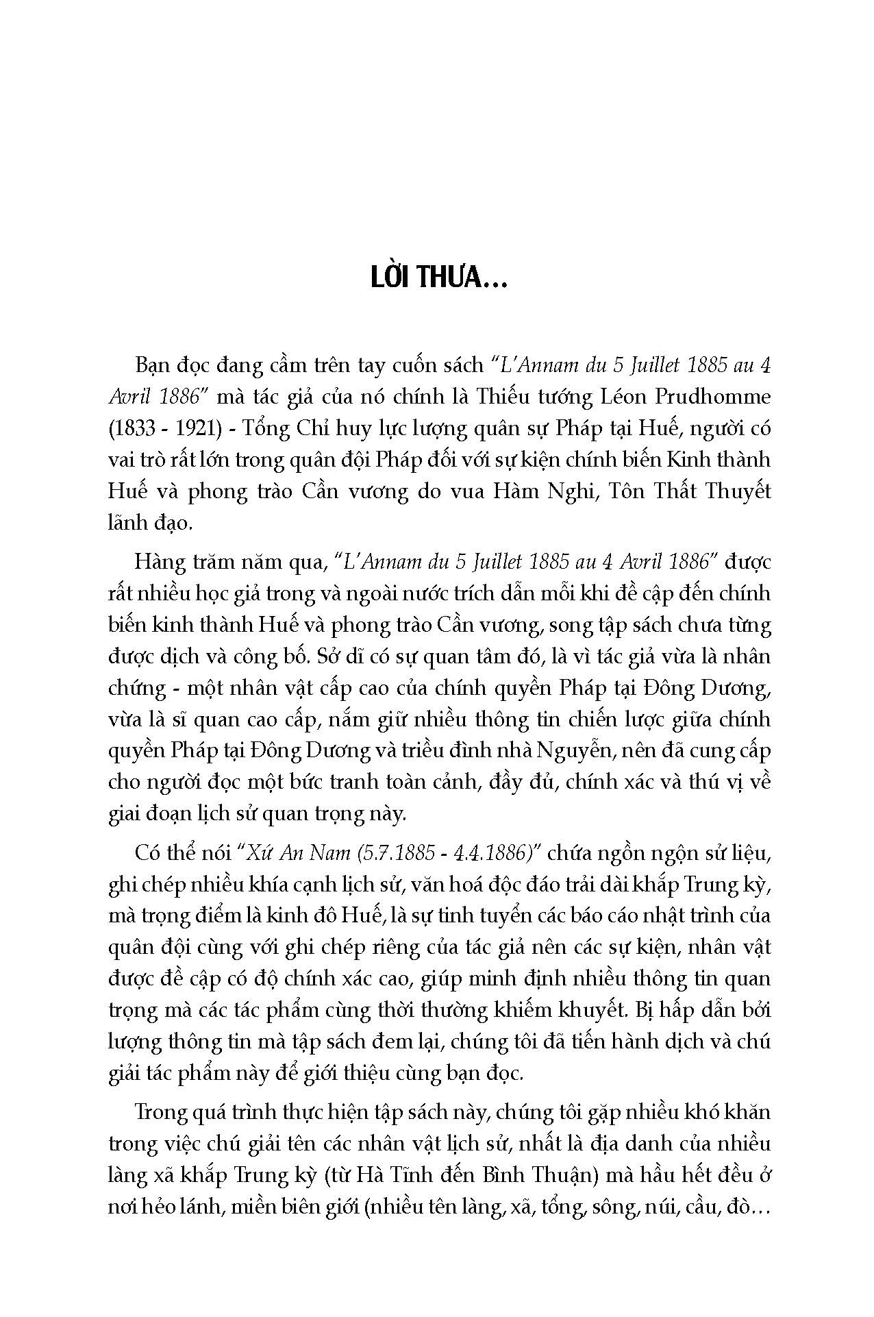 Xứ An Nam (5/7/1885 - 4/4/1886) - Léon Prudhomme, Huỳnh Phương Bá dịch, Lưu Anh Rô & Võ Hà chú giải và hiệu đính