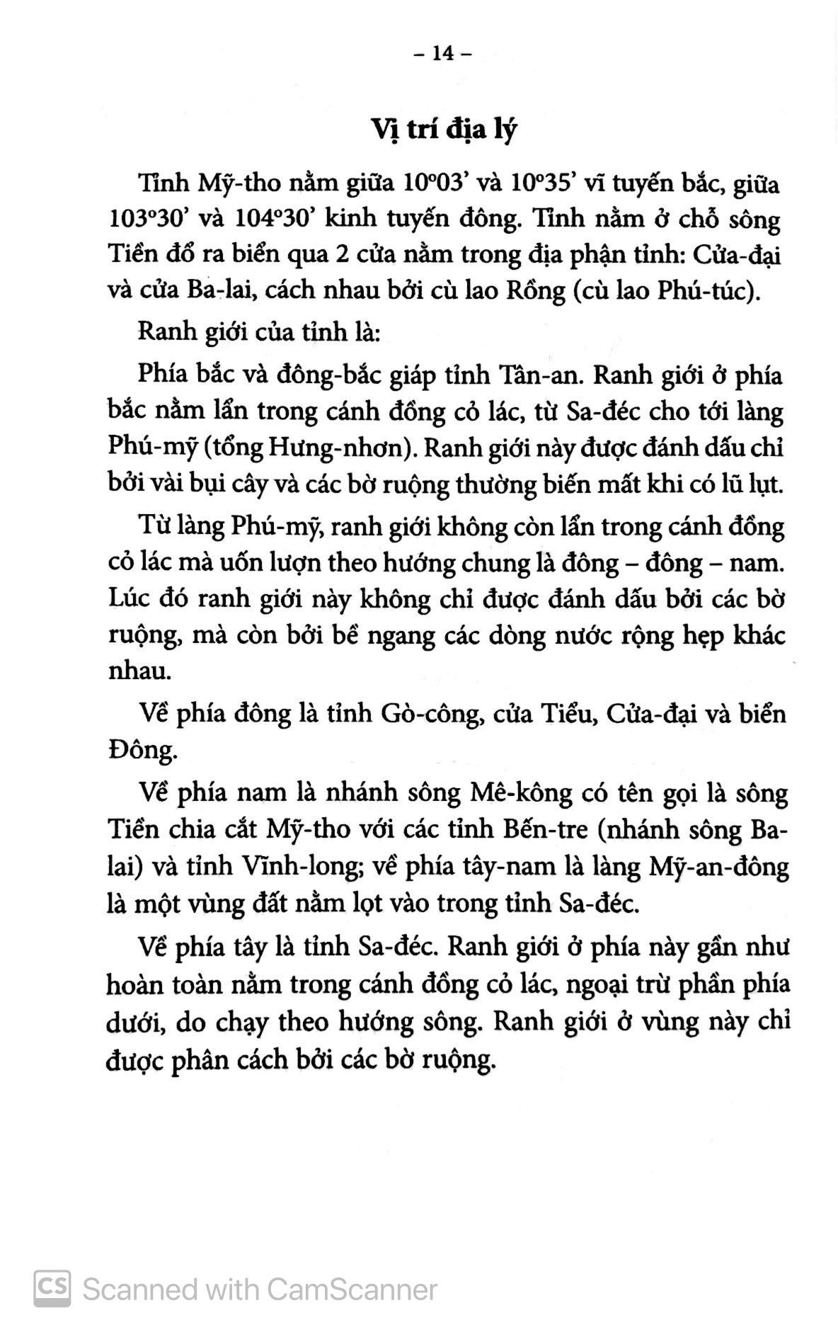 Chuyên Khảo Về Tỉnh Mỹ Tho - Địa Lý Học : TỰ NHIÊN, KINH TẾ & LỊCH SỬ NAM KỲ
