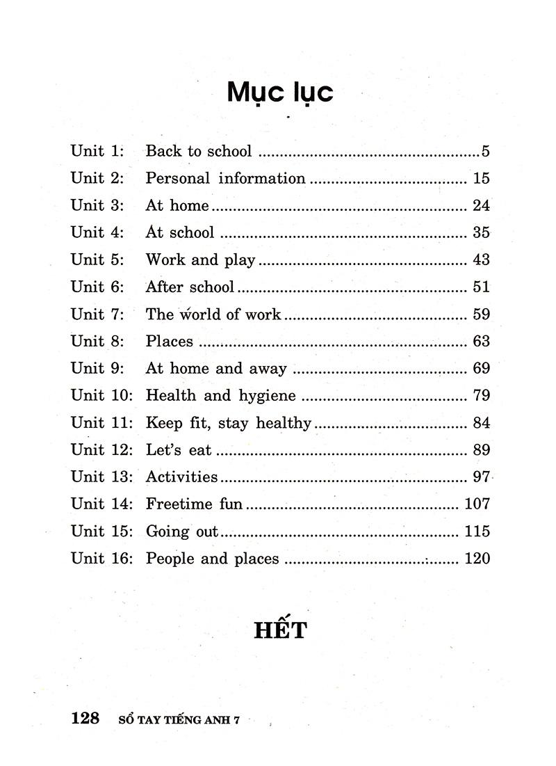 Sổ Tay Tiếng Anh - Lớp 7