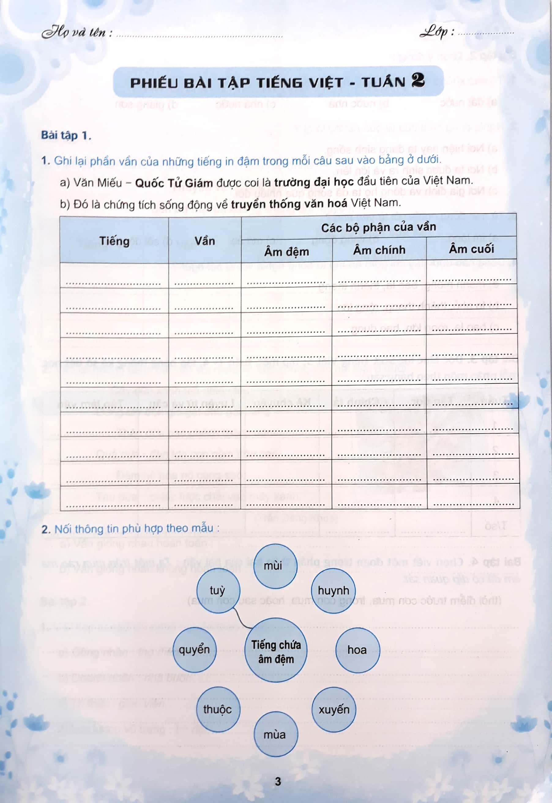 Phiếu Bài Tập Cuối Tuần Môn Tiếng Việt Lớp 5 (2020)