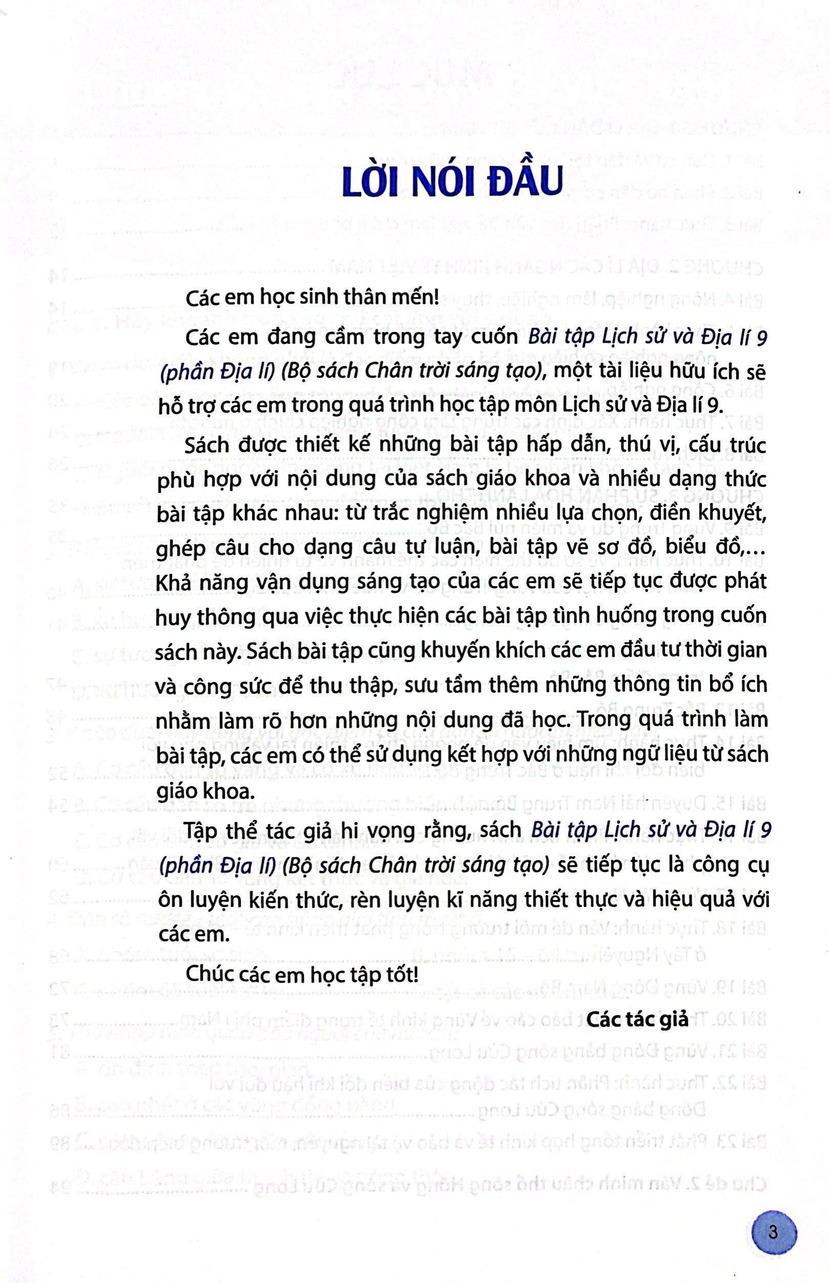 Bài Tập Lịch Sử Và Địa Lí 9 - Phần Địa Lí (Chân Trời) (Chuẩn)
