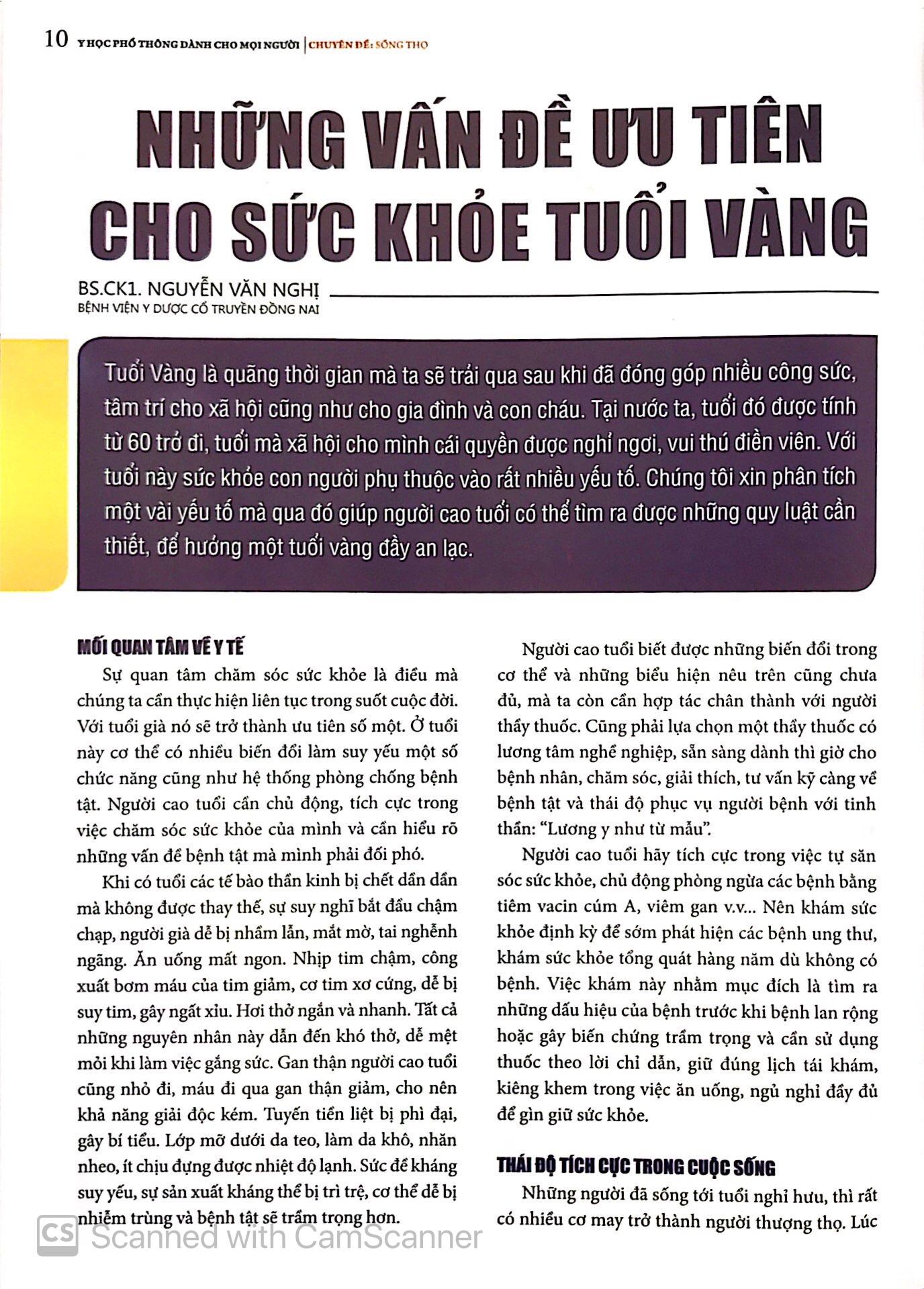 Y Học Phổ Thông Dành Cho Mọi Người - Chuyên Đề: Sống Thọ