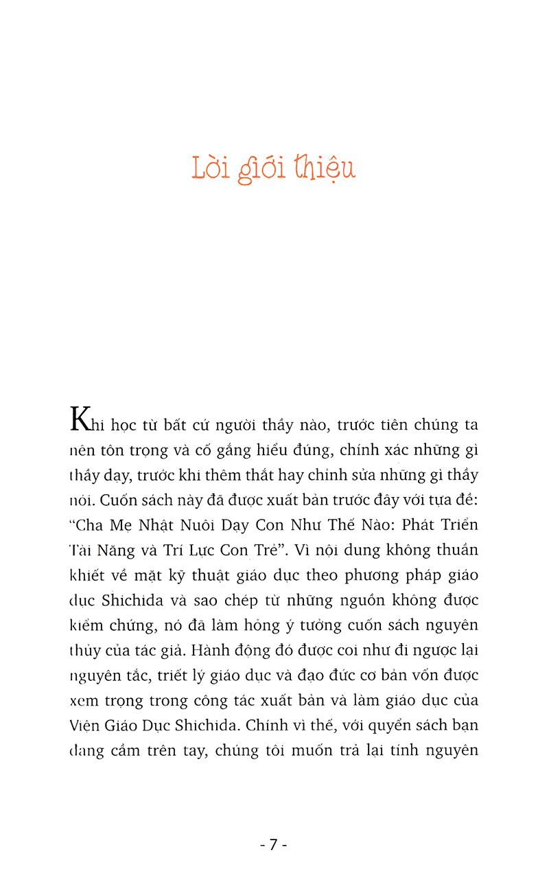 Sách Phát Triển Năng Lực Trí Tuệ Cho Con Theo Phương Pháp Shichida (Dành Cho Trẻ Dưới 7 Tuổi)