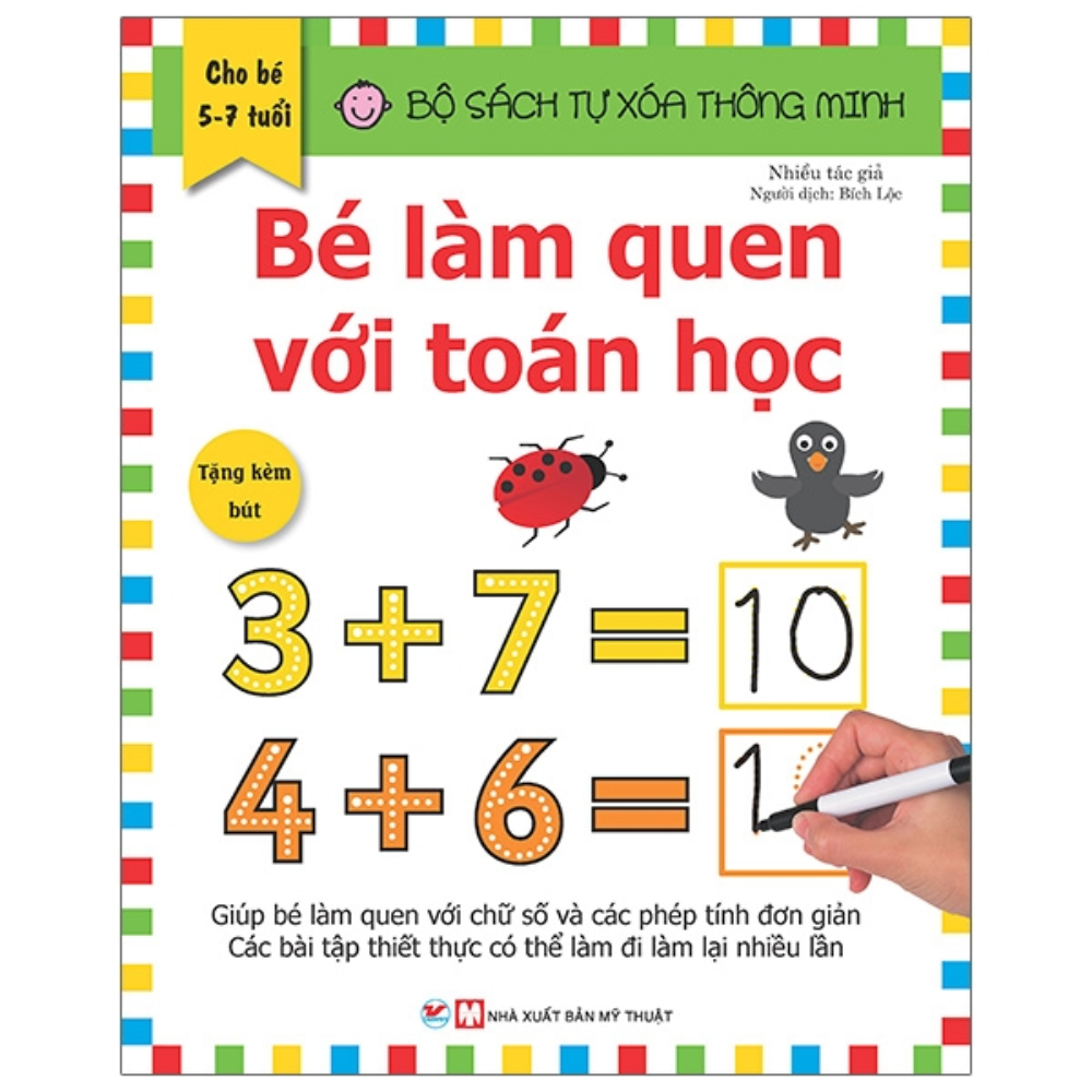 Combo Trọn Bộ 2 Cuốn: Bộ Sách Tự Xóa Thông Minh - Bé Học Toán Mỗi Ngày + Bé Làm Quen Với Toán Học ( 5 -7 tuổi ) - Tặng Bút Xóa
