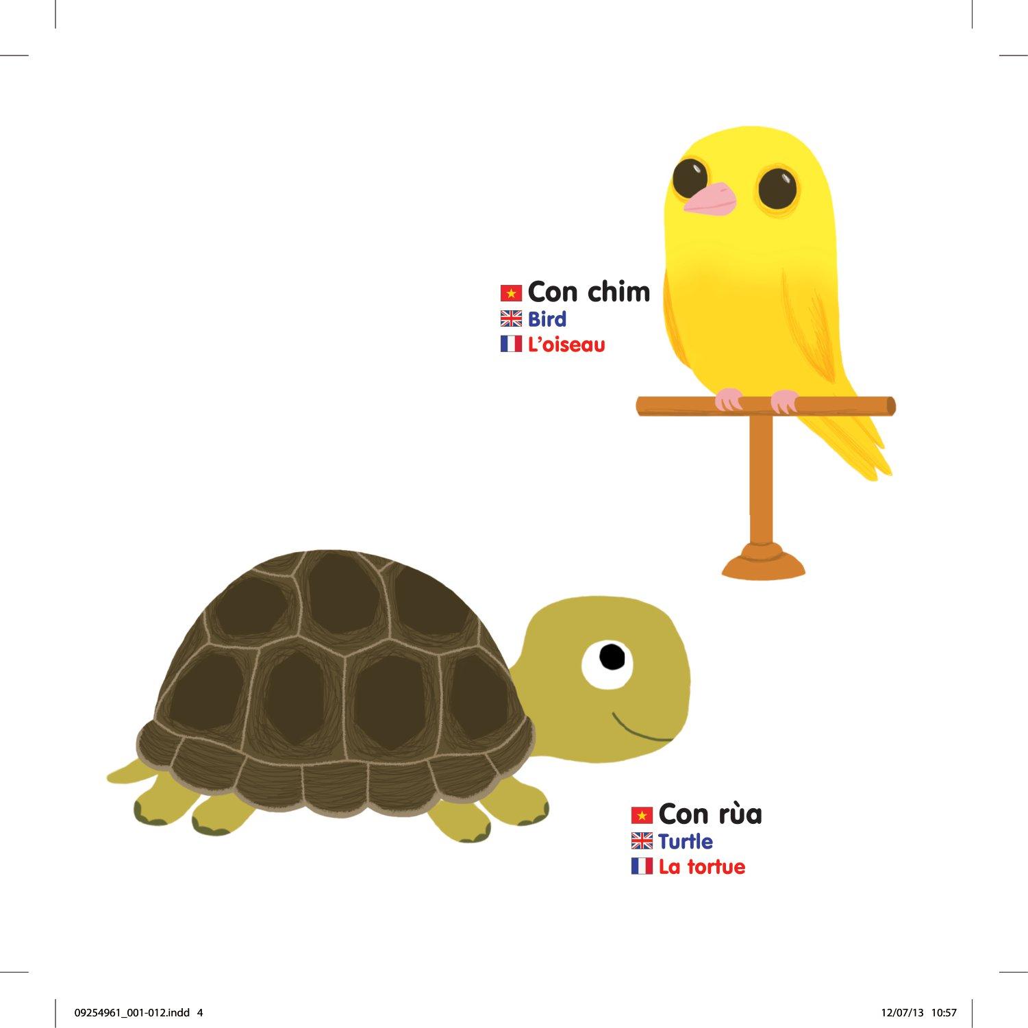 Sách Chuyển Động Thông Minh Đa Ngữ Việt - Anh - Pháp: Động Vật Nuôi - Domestic Animals - Les Animaux De Compagnie