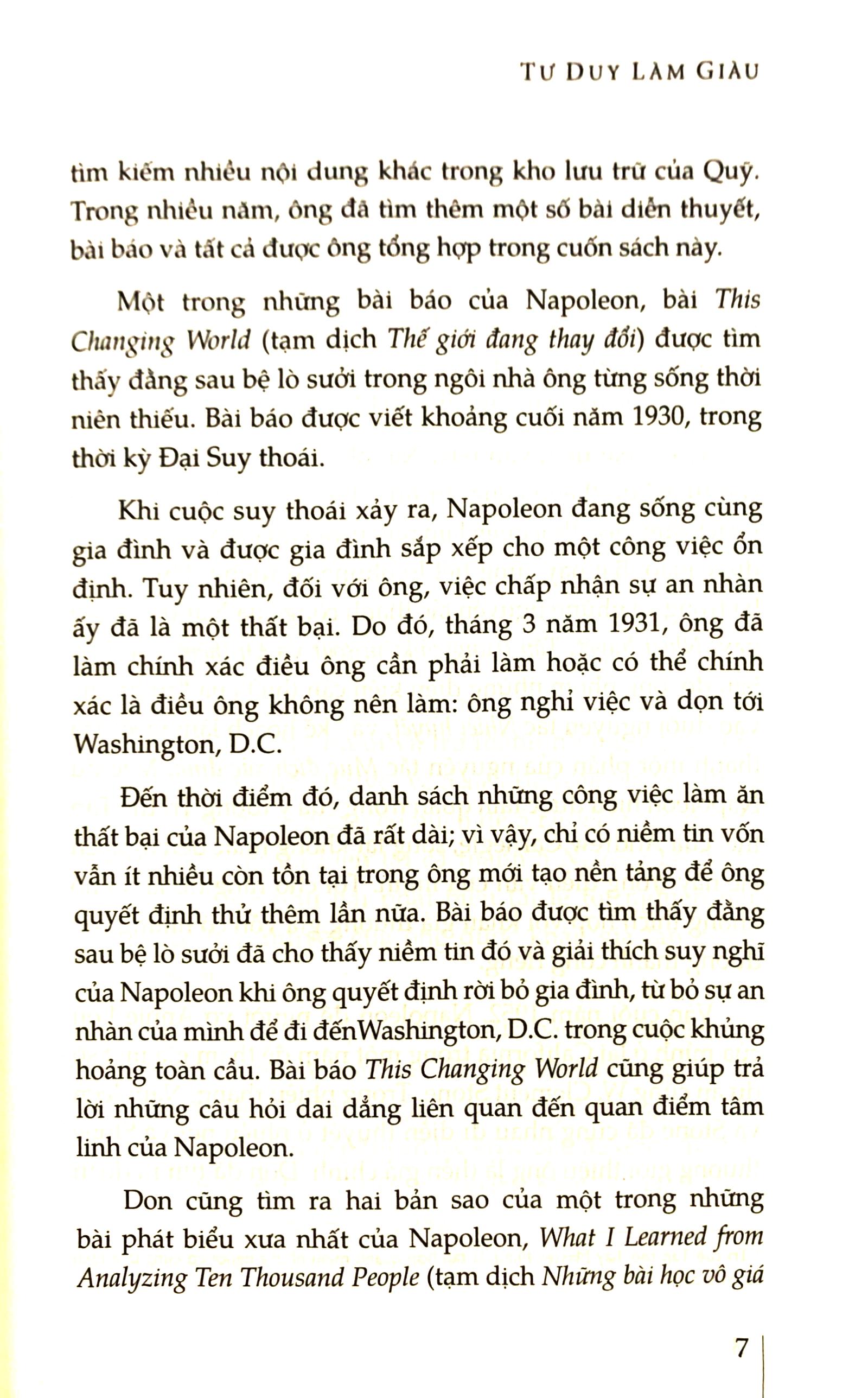 Tư Duy Làm Giàu - Những Bài Nói Chuyện Bất Hủ Của Napoleon Hill (Tái Bản)
